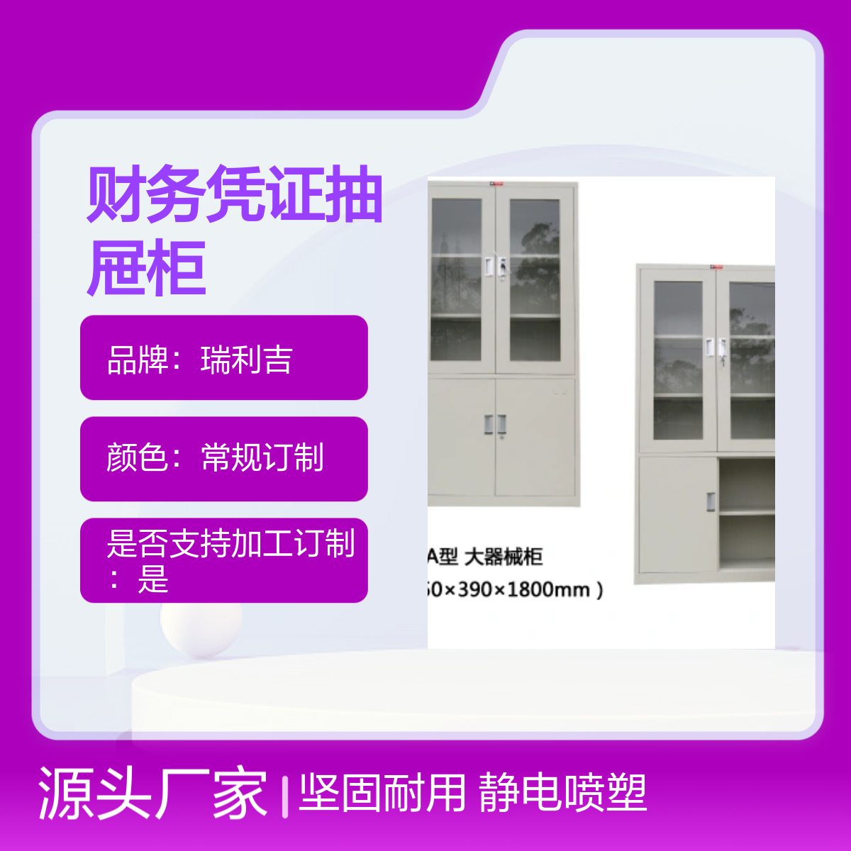 瑞利吉钢制财务凭证柜 坚固耐用资料档案柜 现代简约