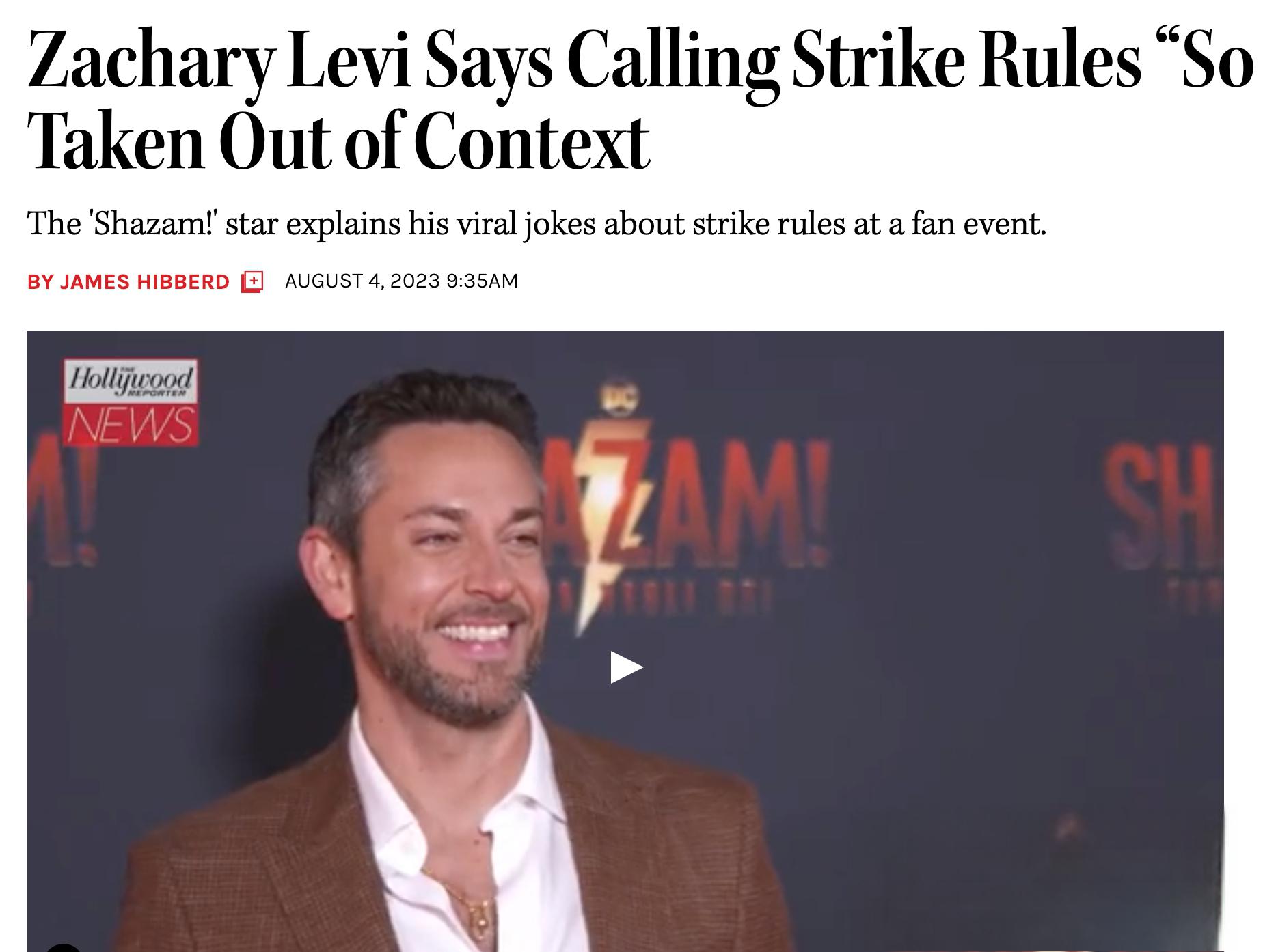 扎克瑞·莱维回归《雷神》 扎克瑞·莱维作为一个优秀的演员,他的表演