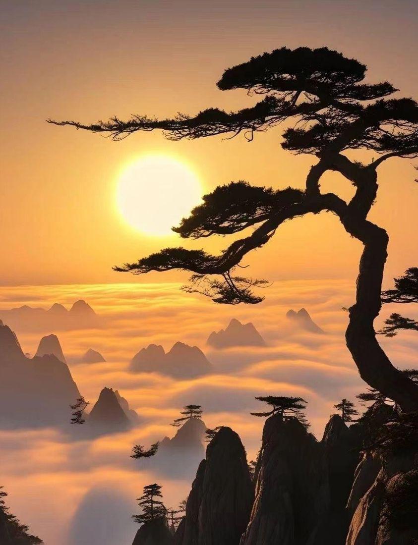 黄山日出,美不胜收 黄山,这座中国的名山,以其独特的地貌和美丽的景色