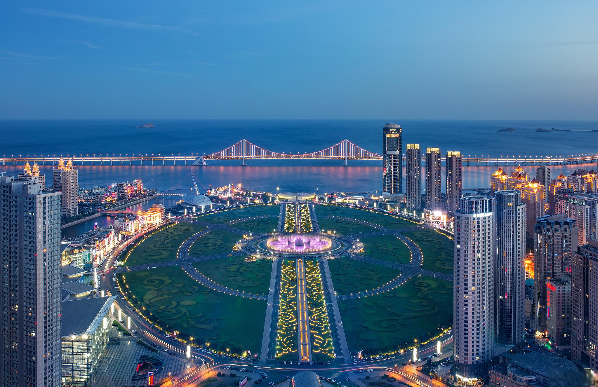 大连星海广场夜景 当夜幕降临