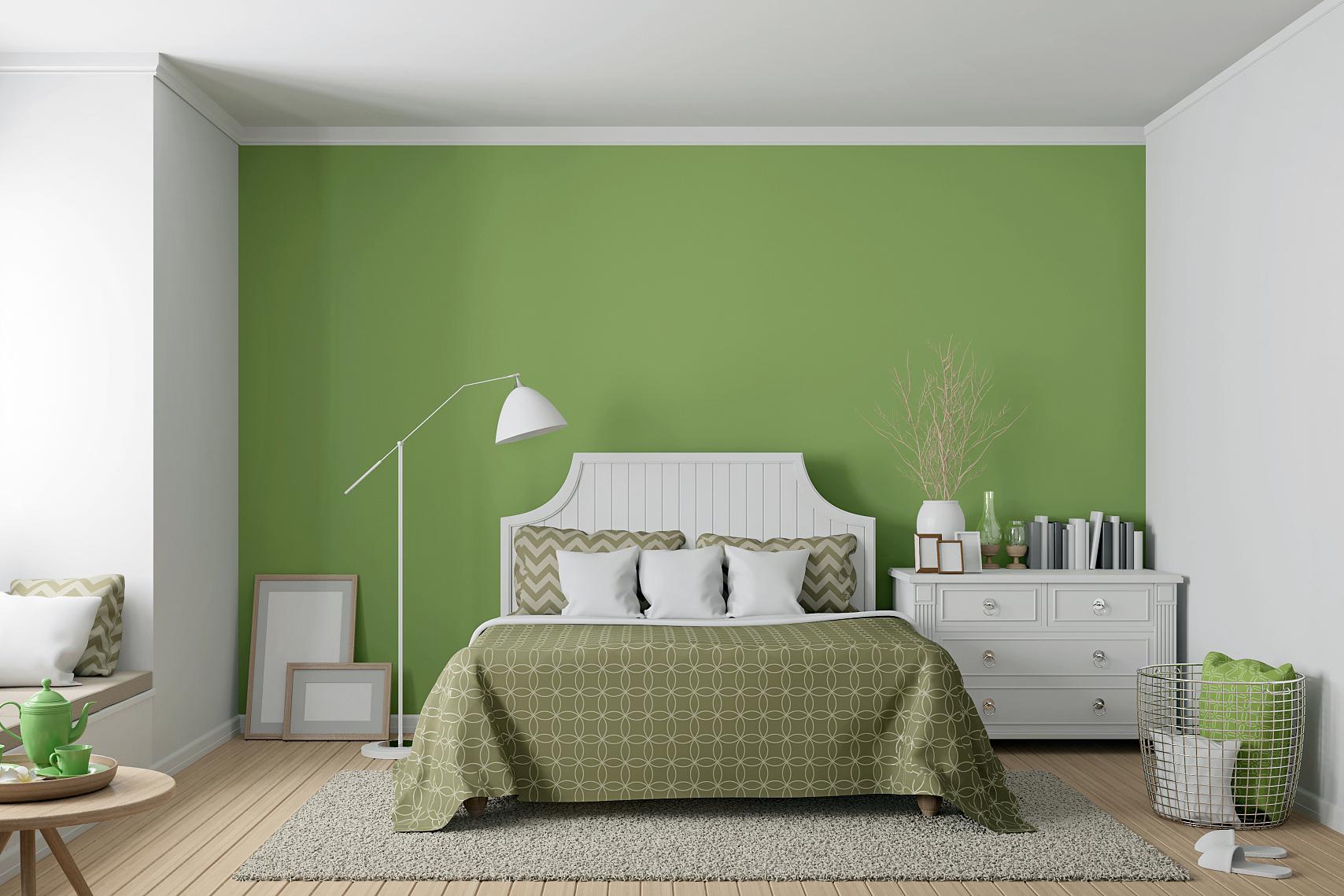 如何选择与绿色背景墙相配的床的颜色 绿色背景墙是近年来家居装修中