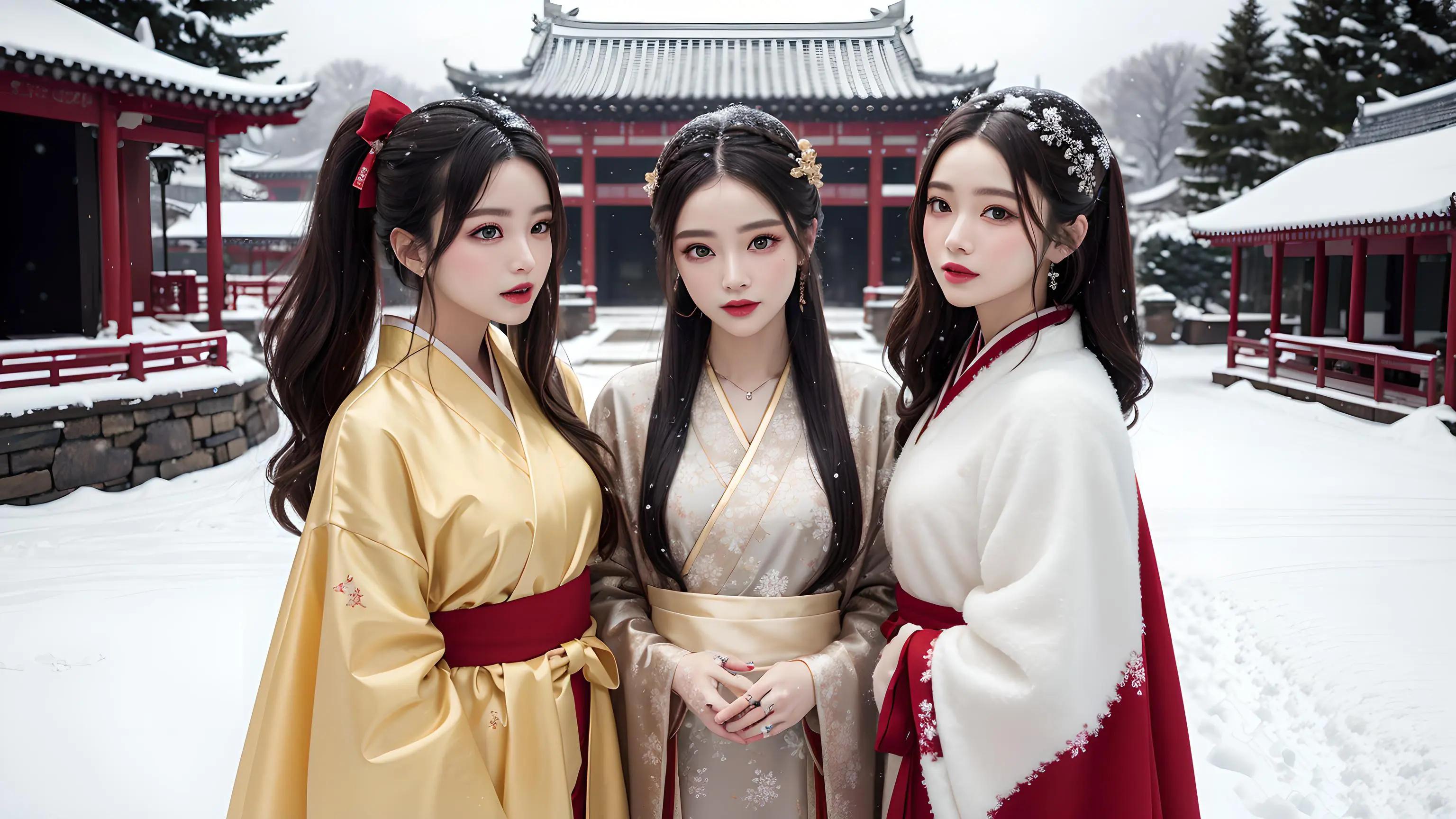 小美老师和她的闺蜜们的汉服赏雪之旅 寒冬腊月,银装素裹,小美老师与