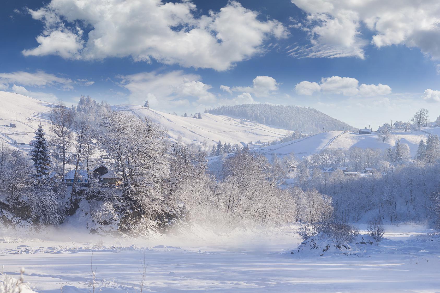 长白山雪景摄影图片