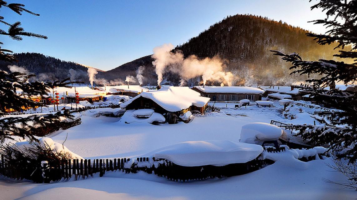 长白山雪景摄影图片