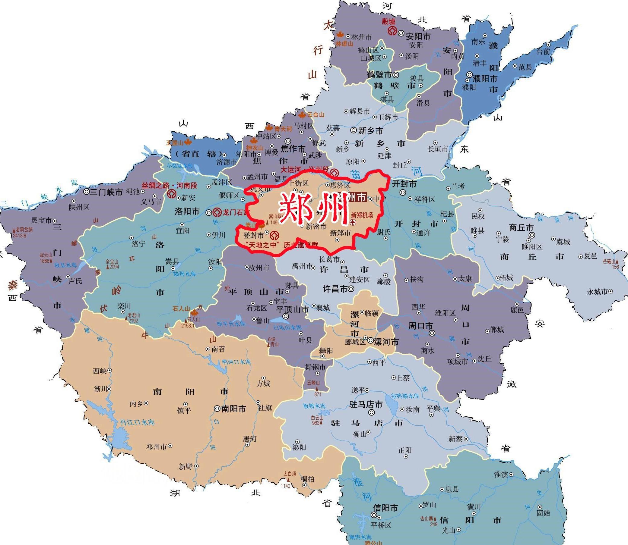 图河南郑州全国地图河南郑州地图位置河南省郑州市地图高清全图可放大