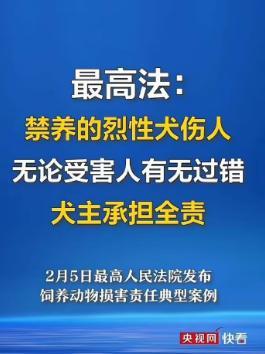 烈性犬伤人,饲养人全责 中国最高人民法院发布饲养动物损害责任典型