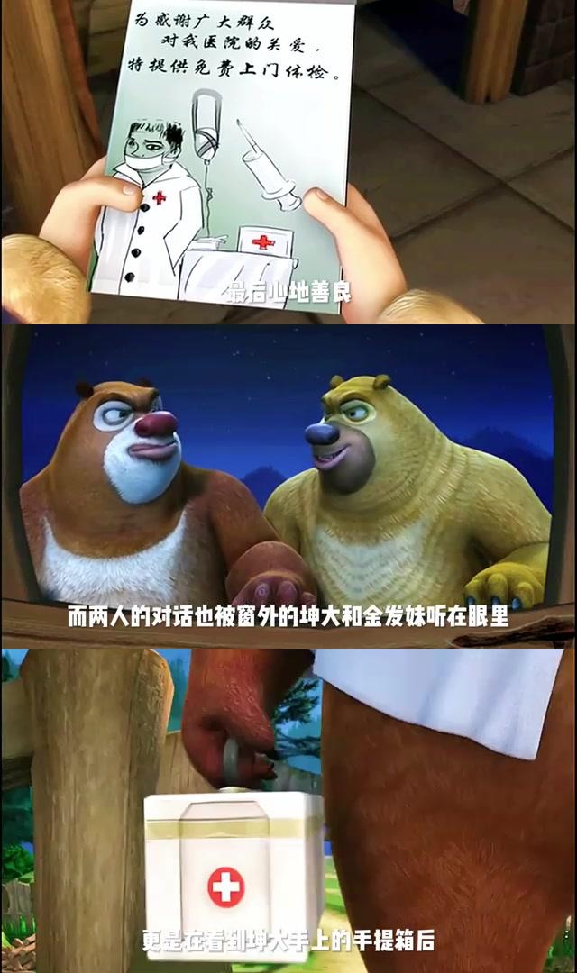 熊大恶作剧假扮医生,光头强无辜被坑,荒诞体检引发职场风波 强哥因