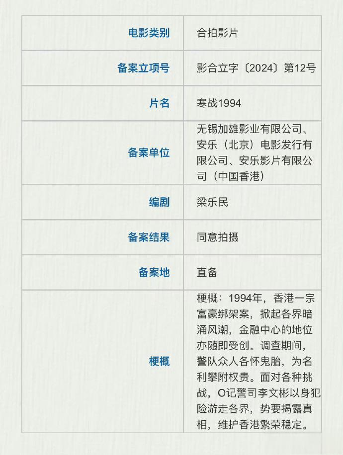 《寒战》续作演员阵容曝光,吴彦祖谈演员价值:演技胜于外貌 香港演员