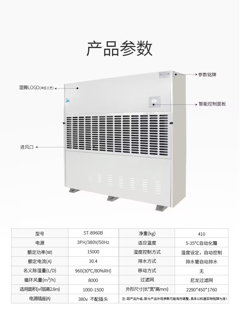 Scope of use of high-power dehumidifier industrial Dehumidifier Factory laboratory safety and energy saving After sales improvement