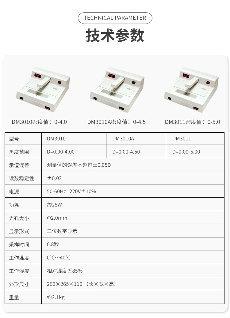 Transmission blackness meter for measuring the blackness of X-ray film 5.0, with a hole size and diameter of 2mm