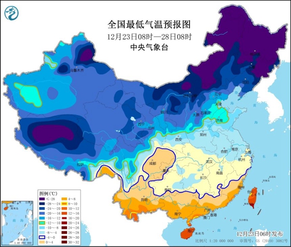 寒潮蓝色预警：华北江南等地局部降温14℃以上